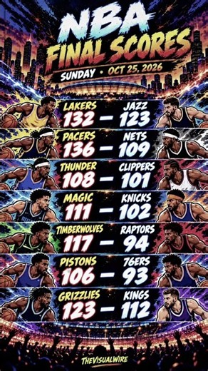 These are Sunday night, NBA game final scores