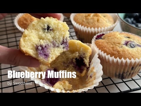Blueberry Muffins - delicious and soft muffins with fresh blueberries and a hint of almond!