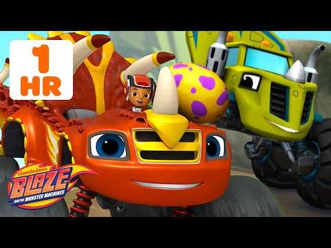 Dino Blaze Teams Up with Dino Truck Zeg! 🦖 | 1 Hour | Blaze and the Monster Machines