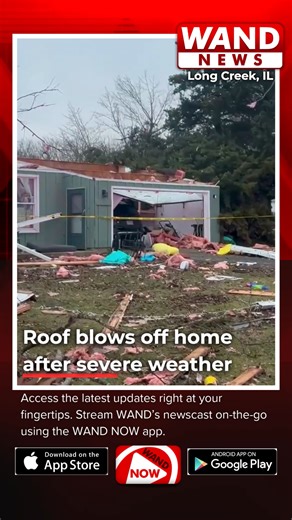 WAND News on Instagram: "A roof blew off a home after severe weather and a possible tornado rolled through Long Creek Sunday. Officials told WAND reporters that everyone in the home got out safe --> https://bit.ly/4jh0ZsV"