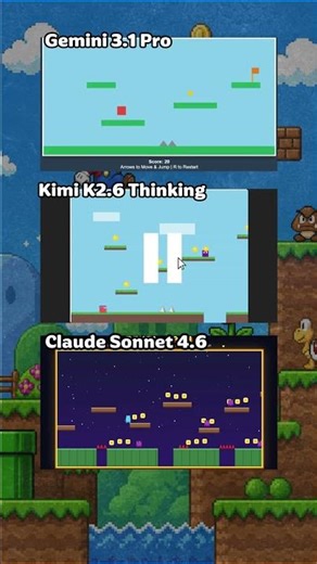Mario Game Recreation: Gemini vs Claude vs Kimi | HTML, CSS, JavaScript #aicoding #aibattle