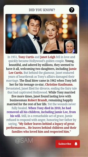 From Hollywood Roy The Untold Story of Janet Leigh & Jamie Lee Curtis #HollywoodHistory