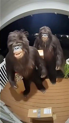 Gorillas stealing packages (instant karma)