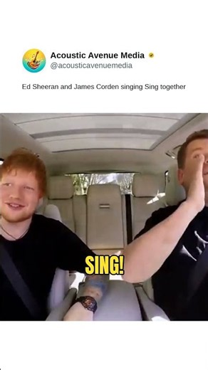 Ed Sheeran and James Corden singing Sing together