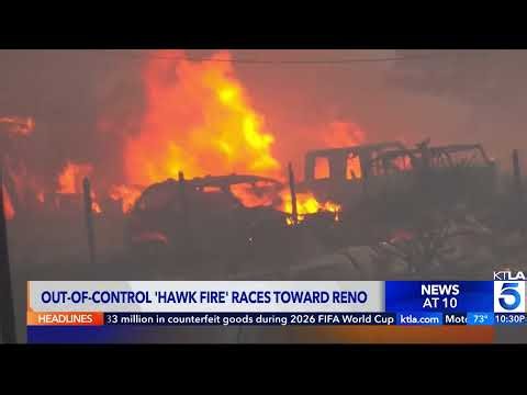 KTLA live report: Hawk Fire