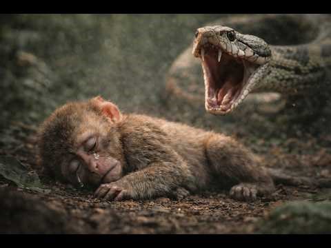 “Snake Attacks Sleeping Baby Monkey — What Happens Next Is Heartbreaking 💔