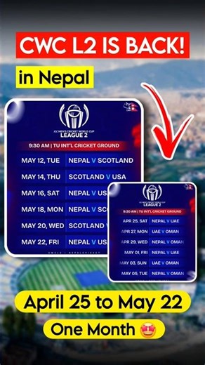 CWC League 2 is back in Nepal 🤩🥳 | Nepal vs Oman vs UAE vs USA Vs Scotland 🥳 #cwcl2 #nepal #ncc