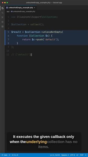 Laravel Collection unlessNotEmpty Method