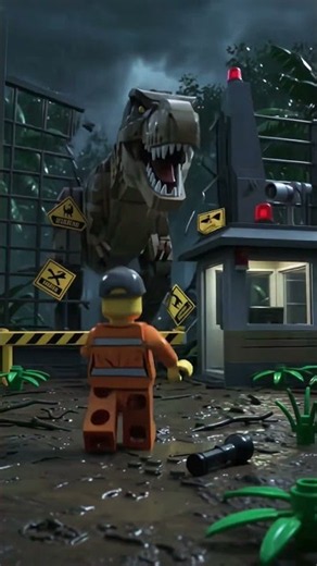 LEGO Jurassic Park 🦖 The Dinosaur Cage Is Failing! 😱 | Part 1 #Shorts #aianimation ##LEGO