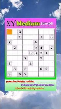 The New York Times Daily #Sudoku 2026-01-03 Medium #puzzle #games #education #braingames
