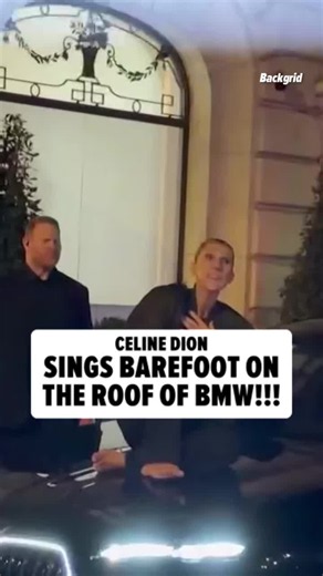 Celine Dion was still full of so much energy after her Paris concert last night that she climbed on top of a BMW barefoot and kept the tunes coming 💕✨ 🎥 Backgrid