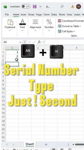 Serial Number in excel shortcut || Automatic serial Number in Excel