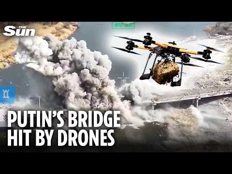 Moment British drones ‘destroy Russian-held bridge’ in first-of-its-kind Ukraine operation
