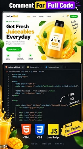I Built This Juice Website Using HTML, CSS & JavaScript! 🍹🔥 | Full Project