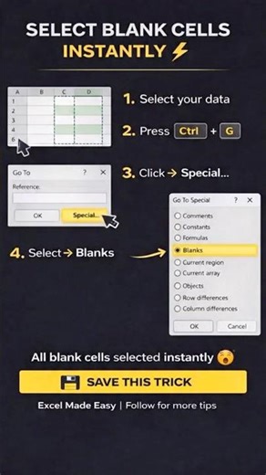 Select Blank Cells Instantly ⚡
