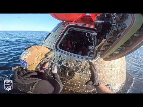 Artemis 2 capsule's hatch opened by Navy dive team after splashdown