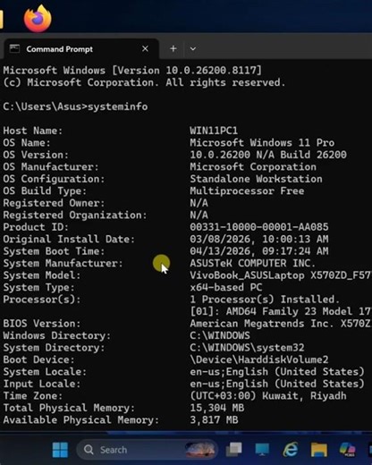 CMD Hacks | Check Full PC Details Using CMD in Seconds! ⚡ #windows11