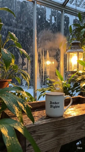 Night Greenhouse Ambiance 🌿 Snowy Window ASMR