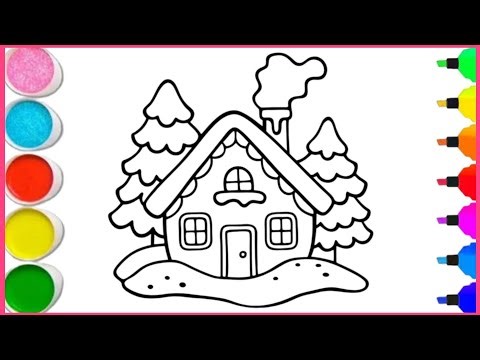 House🏡Christmas Tree 🎄Drawing, Painting & Coloring For Kids And Toddlers_ Easy Coloring Art For Kids