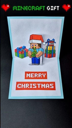 DIY Minecraft Steve in Santa Hat Pop-Up Christmas Card Tutorial 🎅 #minecraft #papercraft #diy