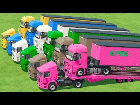 Transporting Big Truck With Mini Trailer & Mercedes Truck With Colors In Fs22 | Farming Simulator 22