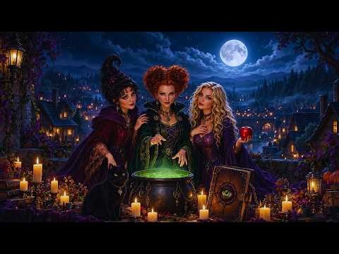 Hocus Pocus Ambience 🎃 Midnight Spell Under the Full Moon | Spooky Halloween Music & Candlelight