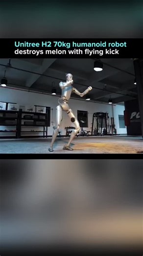 Silicon Web🆇 on Instagram: "Unitree's H2 humanoid robot is demonstrating levels of strength and balance that were previously limited to industrial systems. In recent demos, the full size robot delivers controlled kicks capable of launching 30 kg and 60 kg targets with ease. H2 stands about 1820 mm tall and weighs approximately 70 kg including its battery. The H2 uses high torque leg motors, real-time balance control, and fast posture adjustment to generate force while staying stable. Unlike ear