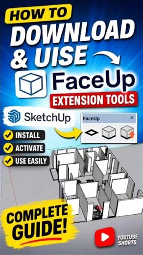 How to Download & Use FaceUp Extension in SketchUp 🔥 | Complete Tutorial #shorts #trending #tutorial