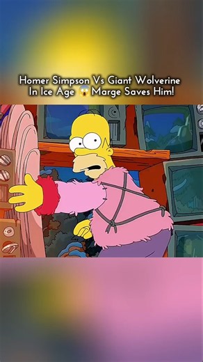 Homer Simpson vs GIANT Wolverine In Ice Age 😱 Marge Saves Him!#Simpsons #shorts