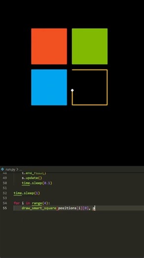 Microsoft Logo Design with Python Turtle | Real-Time Coding Animation | #shorts