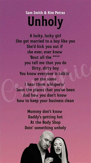 Unholy Lyrics - Sam Smith & Kim Petras #shorts #unholy #samsmith #lyrics