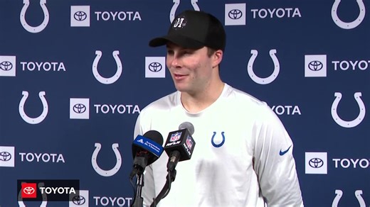 Riley Leonard spoke to the media after the team's loss in Houston. | Indianapolis Colts