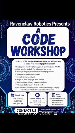 Rice Ravenclaw FTC 11472 Presents: HTML Code Workshop