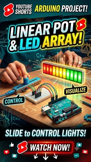 Arduino Linear Potentiometer & 8-LED Array Control “Analog Input,” and “ADC”