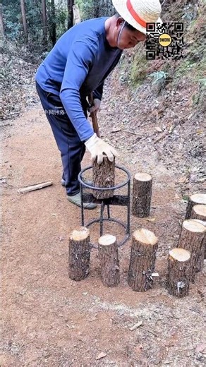 Smart Log Splitter Tool in Action | Efficient Wood Cutting Hack #9work