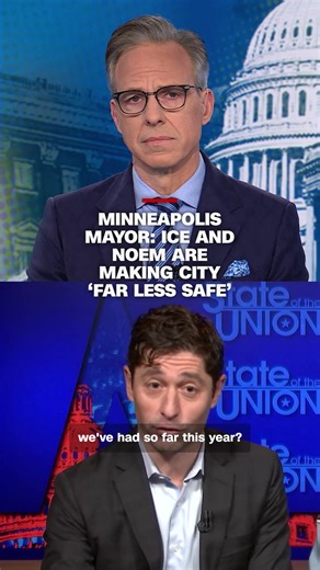 Minneapolis Mayor Jacob Frey, in an interview with CNN's @Jake Tapper, doubled down on his claims that ICE operations are making the city less safe after Department of Homeland Security Secretary Kristi Noem urged him to tone down the rhetoric following the killing of Renee Nicole Good. #cnn #news