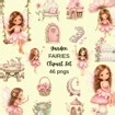 Whimsical Fairy Garden Clipart Watercolor Elements for Nursery Invitations Crafts