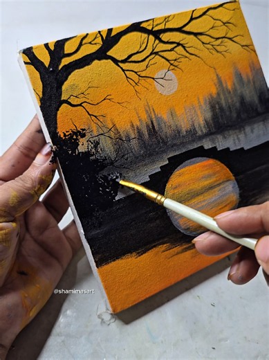 Easy Sunset Acrylic Painting Tutorial