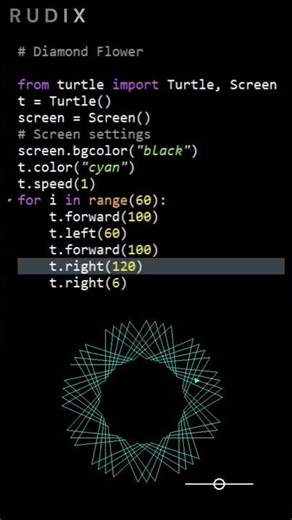 Diamond Flower Using Python Turtle