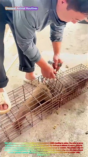 Satisfying Clever Transfer: Watch Keepers Move a Civet Using a Double Cage Trick! 🦝🔄