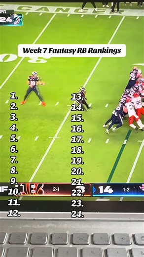 Week 7 Fantasy RB Rankings #nfl #fantasyfootball #nflfantasy #fantasyfootballadvice #nflfootball