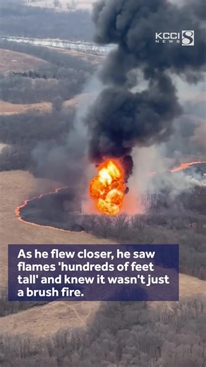 Watch this incredible video captured by Iowa pilot Eric Miller after a pipeline rupture sparked a massive fire near Brighton. Flames shot hundreds of feet into the air. No injuries were reported. The cause remains under investigation. STORY: https://t.ly/9Yvdp | KCCI