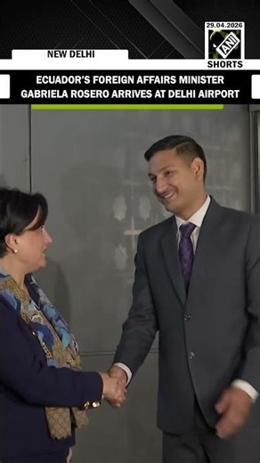 Ecuador’s Foreign Affairs & Human Mobility minister Gabriela Rosero arrives at Delhi airport