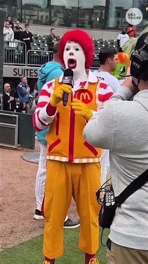 Ronald McDonald belts national anthem at minor league baseball game