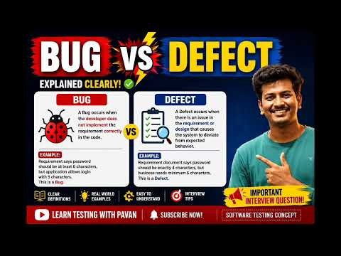 Bug vs Defect in Software Testing | Explained with Real-Time Examples | Interview Question
