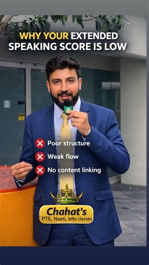 Chahats.pte.Ielts.classes♥️♥️ on Instagram: "🎤 Extended Speaking in PTE – Explained Clearly! Many students lose marks in Extended Speaking not because of English, but because they don’t understand the structure, flow, and scoring logic. In this video, I break down: ✅ What Extended Speaking actually includes ✅ How marks are calculated ✅ Common mistakes students make ✅ Simple strategies to score confidently If your Speaking score is stuck, this video is a must-watch 💯 Save it, practice it, and a