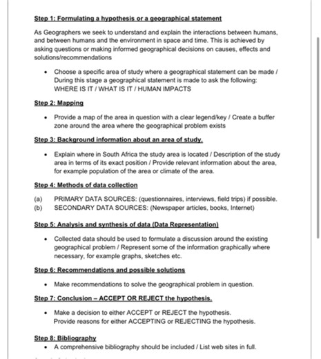 Step 1: Formulating a hypothesis or a geographical statement A... | Filo