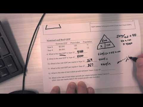 Economics: Using the GDP Triangle to solve for real GDP, real GDP per capita and real output growth