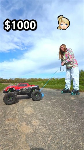 GIRL on ROLLER SKATES vs $1000 RC CAR! 🤯🔥