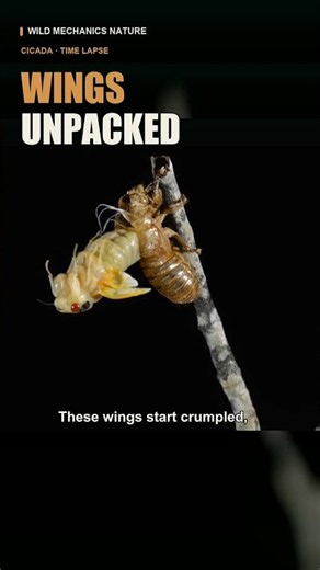 A Cicada Unfolds Its Wings Before They Harden